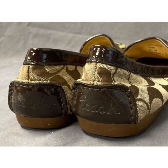 EUC Coach Frida Driving Loafer Slip-on Size8.5 Brown Patent Leather w/Brown Mono - Picture 4 of 6